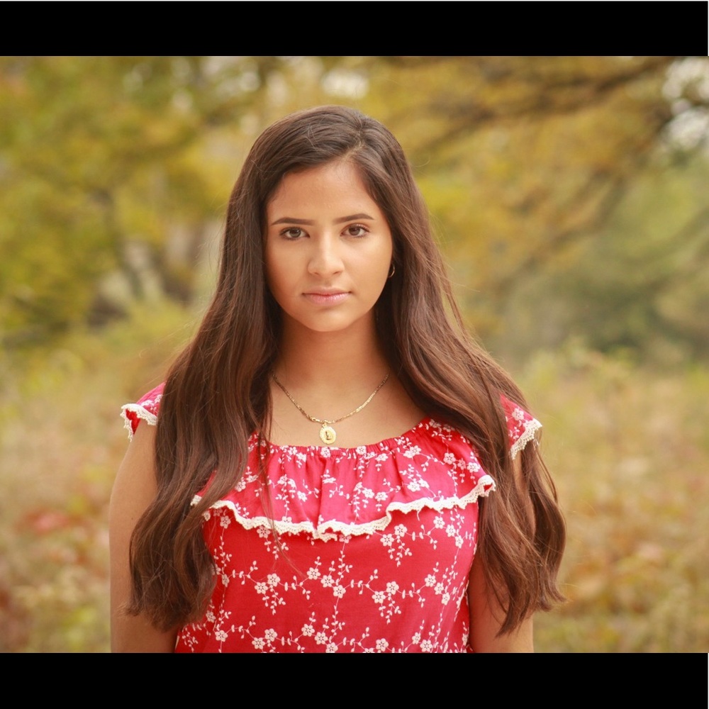 Red floral shirt perfect for summer weather!